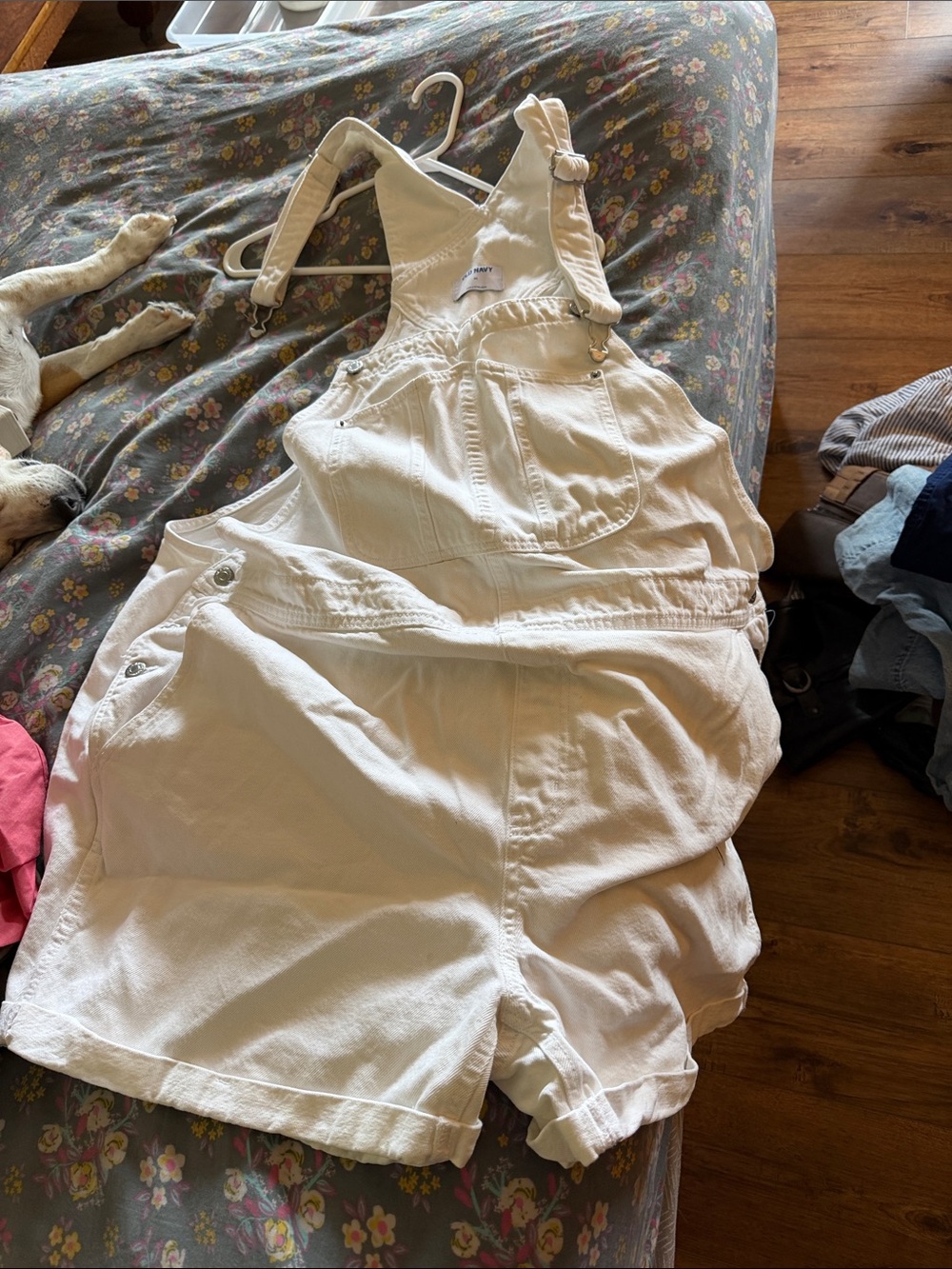 Old Navy Cream Short Denim Overalls